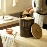 Charcoal Brown Grain Storage Barrel with Wooden Lid